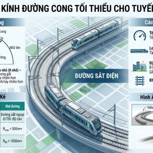 Tuyến chạy xe lửa điện nên thiết kế theo bán kính quay ra sao?